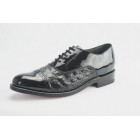 Black Horn Back Alligator Print Cap Toe Lace Tuxedo Shoes